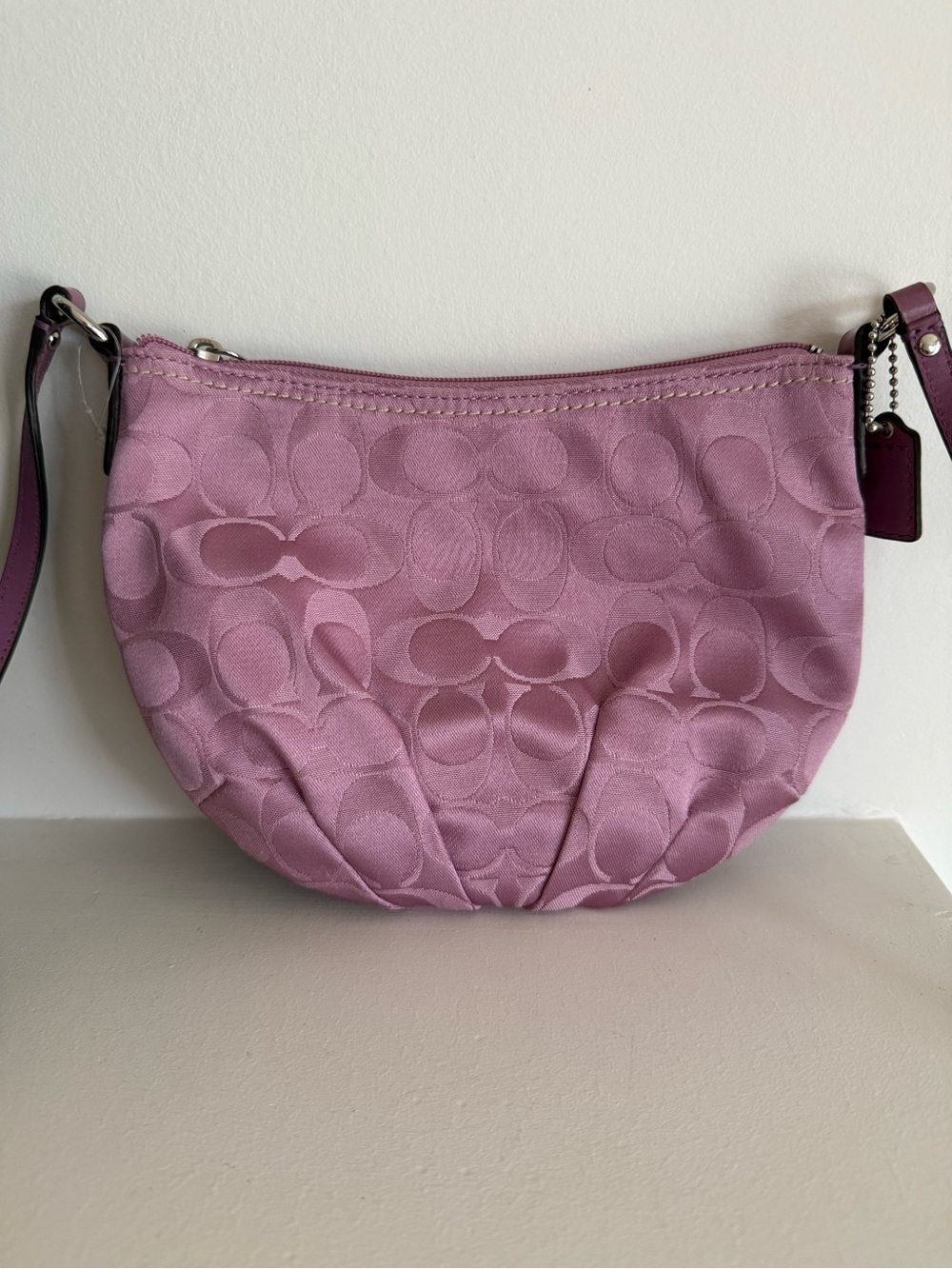 Pink Signature Jacquard Wristlet Crossbody Bag